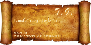 Tamássy Iván névjegykártya